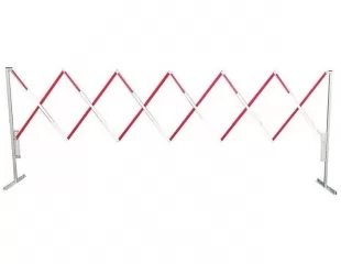 Barierka składana nożycowa harmonijkowa | zapora drogowa, biało-czerwona